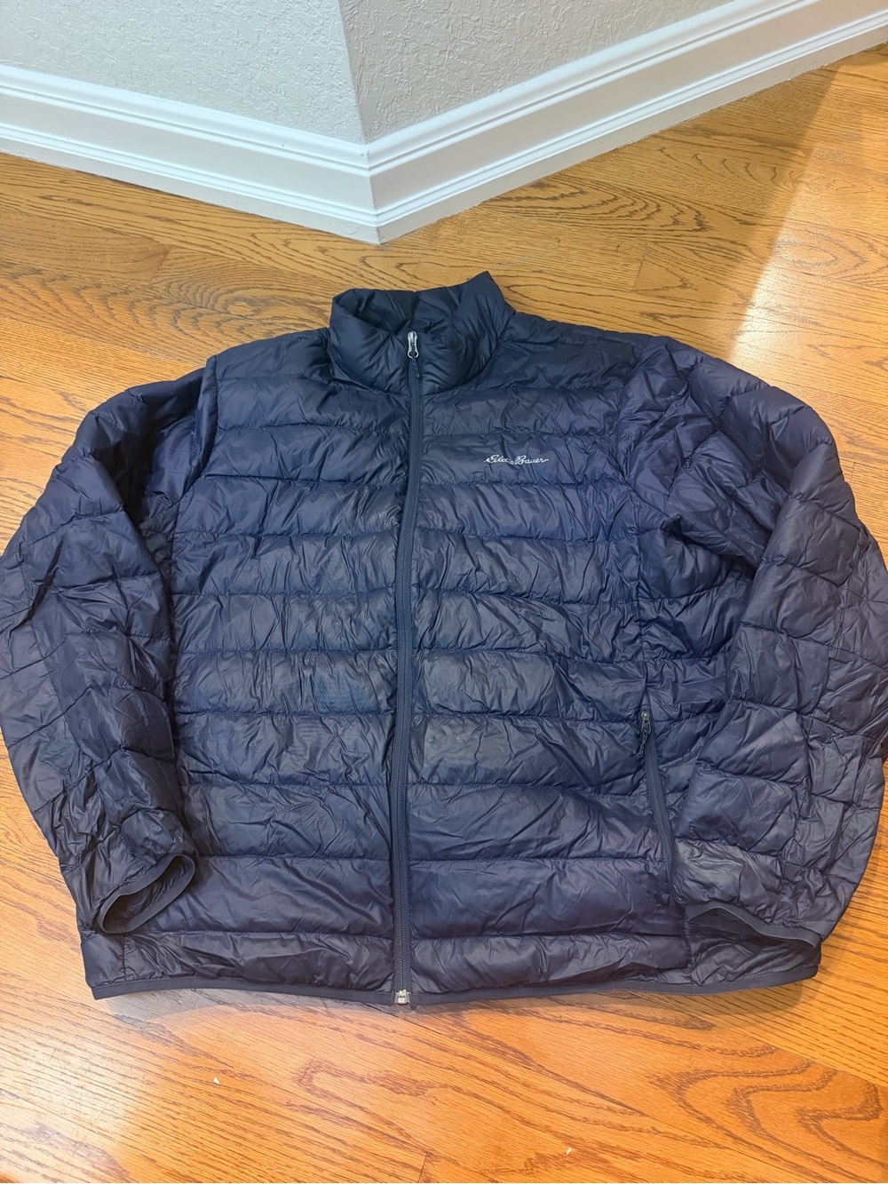 Eddie Bauer Men’s Dark Navy Quilted Down Puffer Jacket